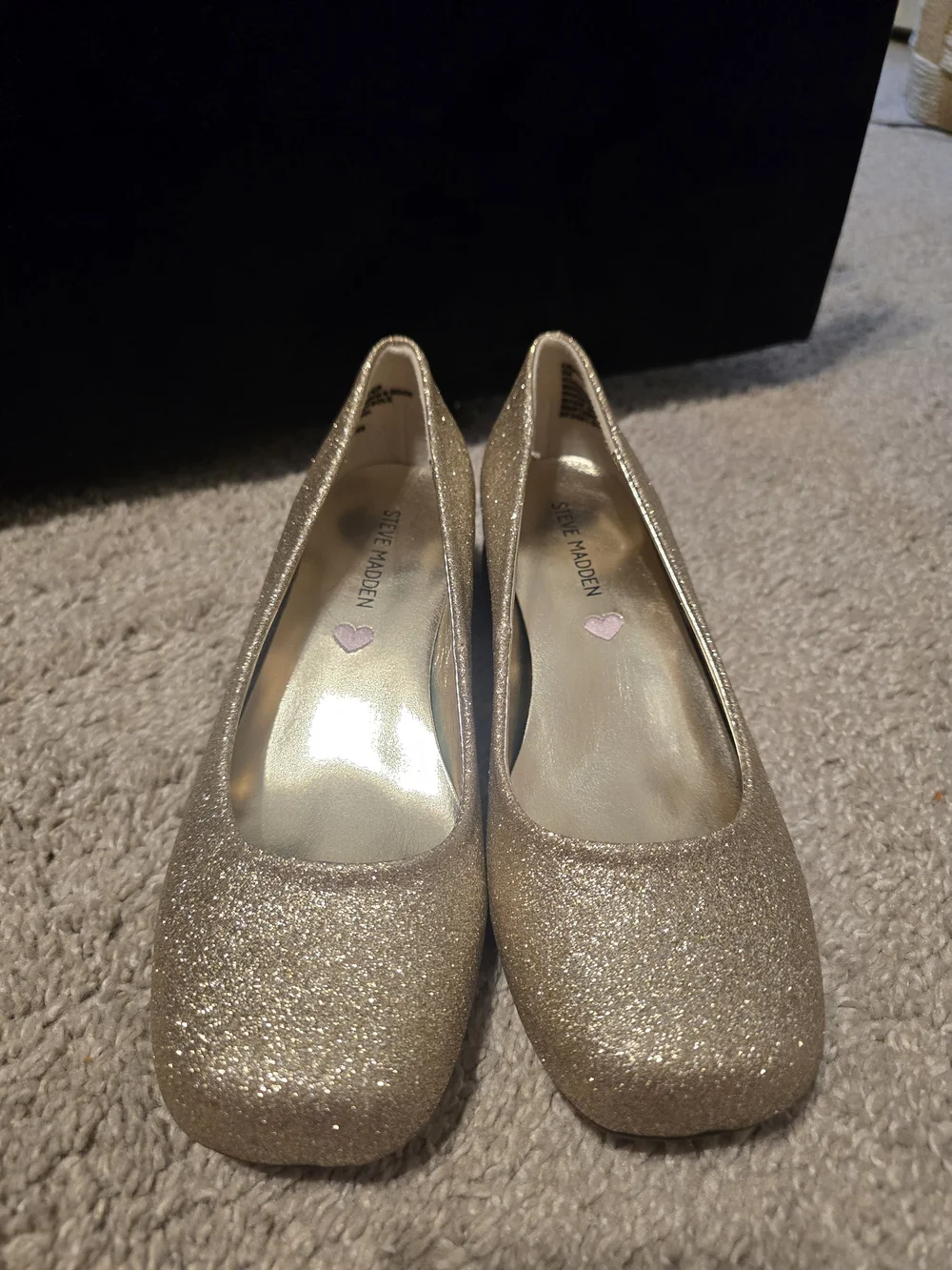 Steve Madden Glitter Ballet Flats in Metallic Gold